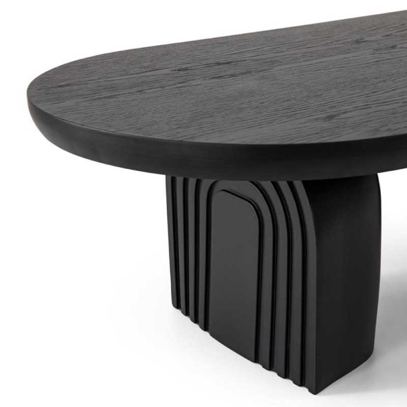 Minimalist Designer Oval Coffee Table, Modern Solid Wood Black Artistic Living Room Table, Custom Statement Centerpiece