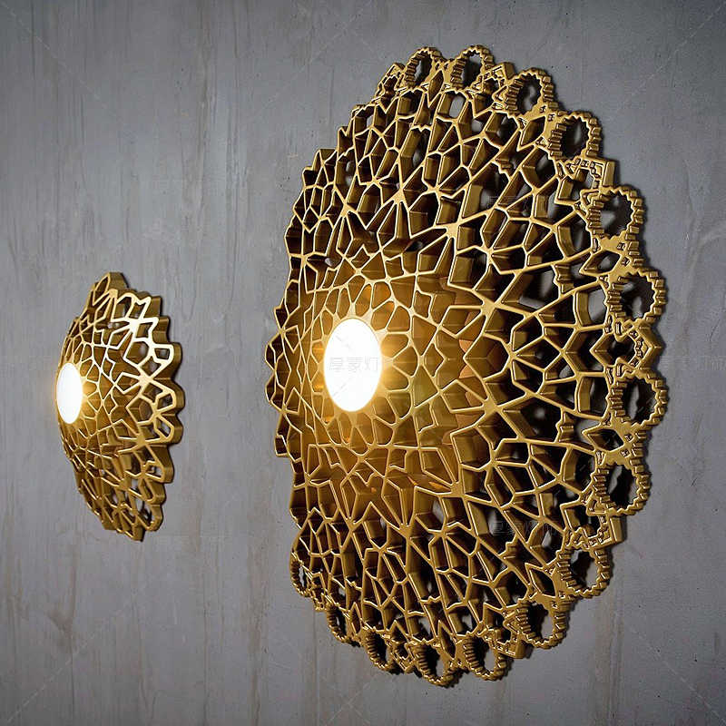 Peacock Hollow Metal Wall Lamp, Large Gold Artistic Geometric Sconce for Living Room, Dining, Bedroom, Creative Study