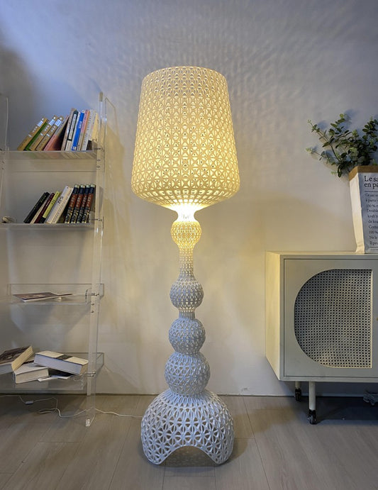 Luxury Hollow-Crafted Art Floor Lamp, INS Style Modern White Designer Dimmable Lamp for Living Room/Bedroom/Hotel