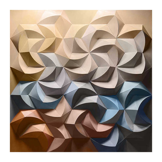 Modern 3D Geometric Floral Abstract Wall Art, Hand-Painted Embossed Oil Painting, Custom Minimalist Decorative Panel