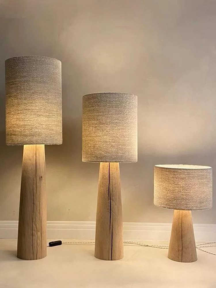 Solid Wood Designer Table Lamp, Retro Artistic Accent Light for Living Room, Bedroom, or Study