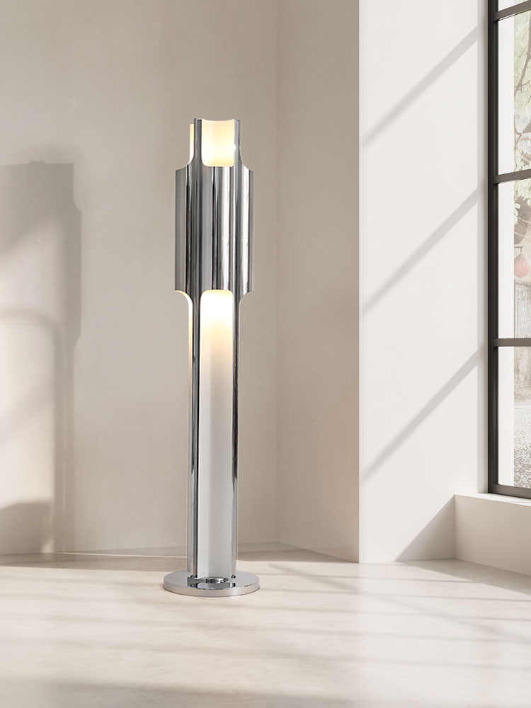 Postmodern Minimalist Chrome LED Floor Lamp, Luxury Hotel/VIP Club/Showroom Custom Designer Lighting