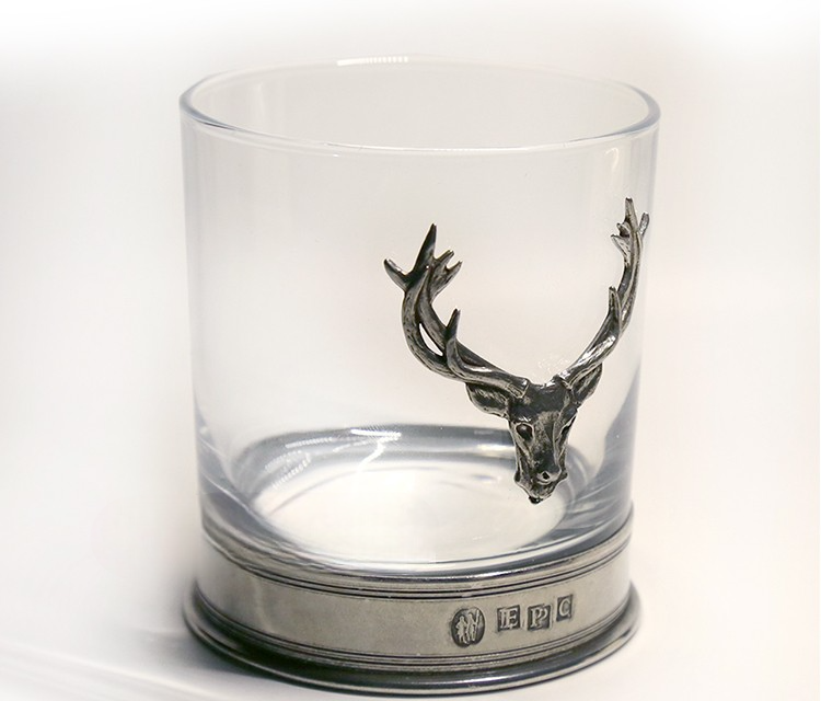 Whiskey Glass 312ml – Wide-Mouth Tumbler with Heavy Base, Handcrafted Deer Motif, Gift Boxed