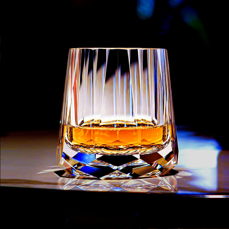 Diamond Cut K9 Lead-Free Crystal Whiskey Glass 215ml – Vintage Handcrafted Old Fashioned Tumbler, Durable Transparent Barware in Gift Box