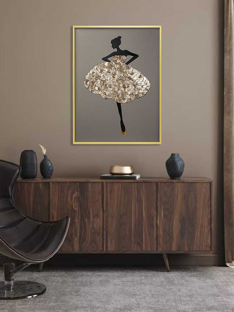 Original Luxury Ballerina Wall Art, Modern Relief Decor for Living Room, Bedroom & Dining – 3D Shell Dress Frame