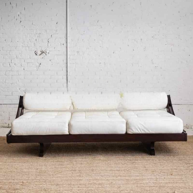 Designer Solid Wood Genuine Leather Sofa, Minimalist Luxury Vintage Lounge Couch, Mid-Century Style
