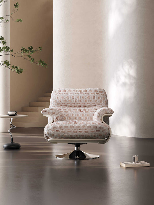 Creative Gradient Cut Velvet Designer Chair – Nordic Contemporary Single Seat with Sculptural Shell & Chrome Swivel Base