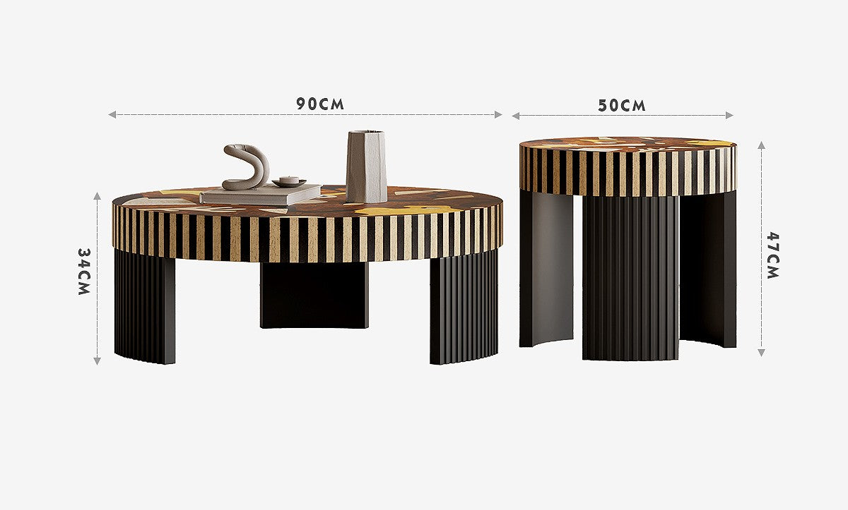 Designer Coffee Table Set Collection, Luxury Mid-Century Modern Artistic Table Combination, Coffee Table+Side Table