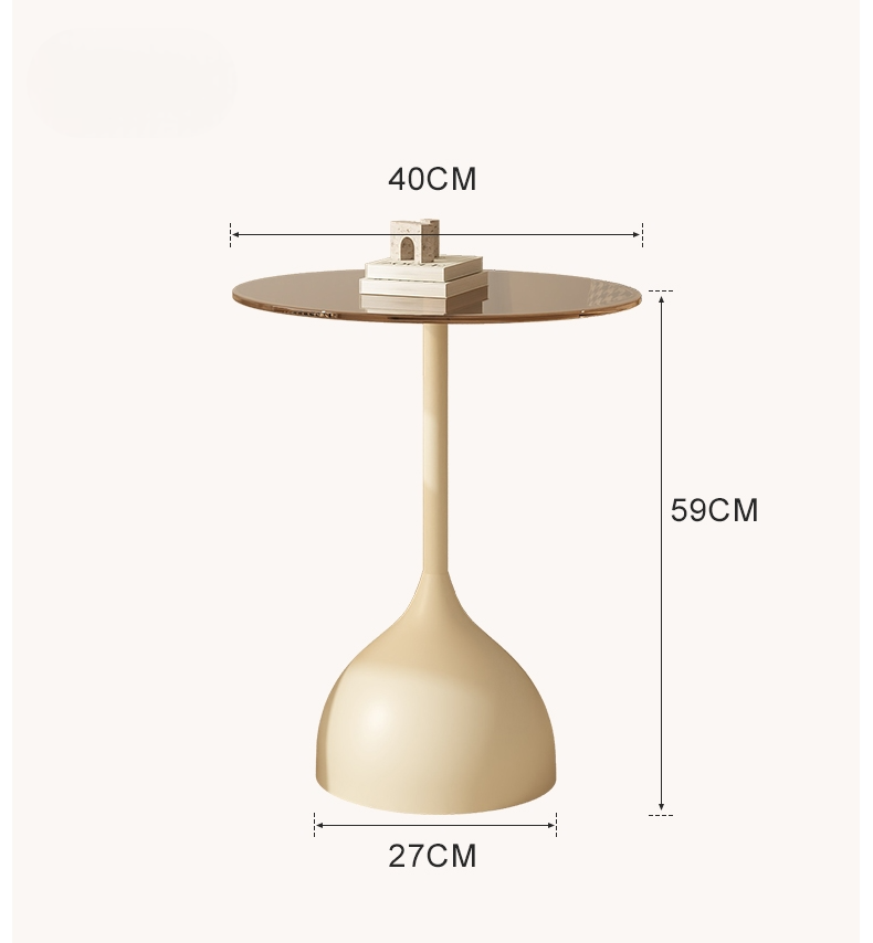 Modern Glass Side Table – Luxury Thickened Tempered Glass Small Round Table, White Carbon Steel Base, Sofa End Table