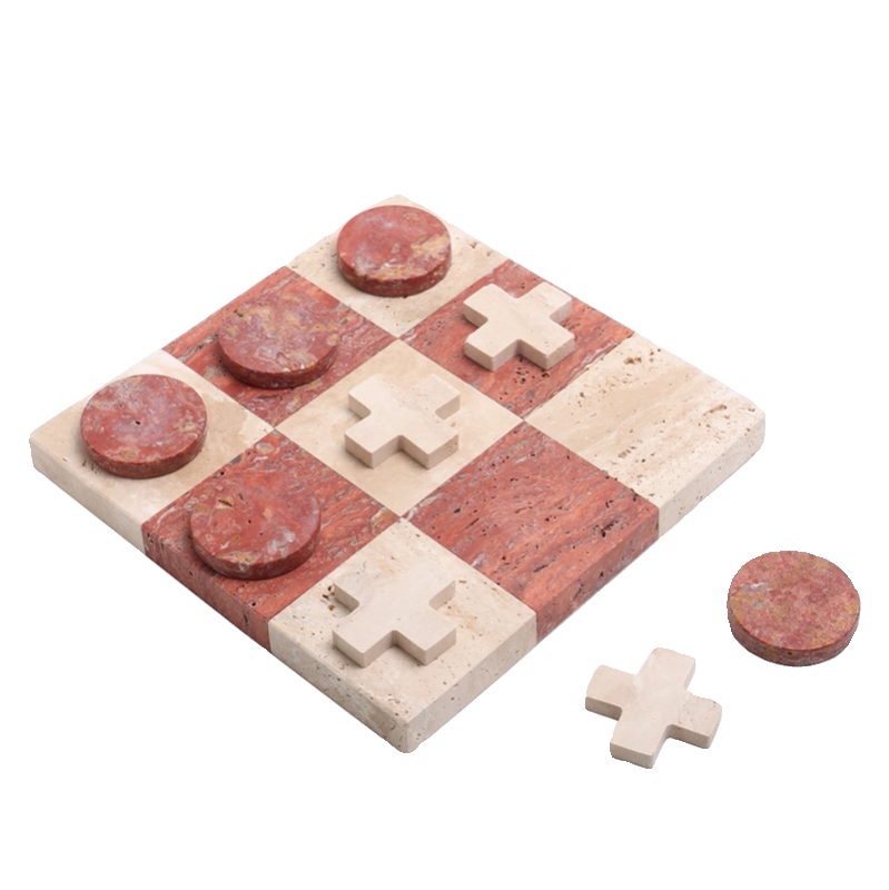 Luxury Modern Marble Tic Tac Toe Board, Designer Decorative XO Chess Game for Living Room, Entryway, Office, or Tabletop Display