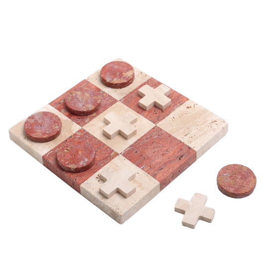 Luxury Modern Marble Tic Tac Toe Board, Designer Decorative XO Chess Game for Living Room, Entryway, Office, or Tabletop Display