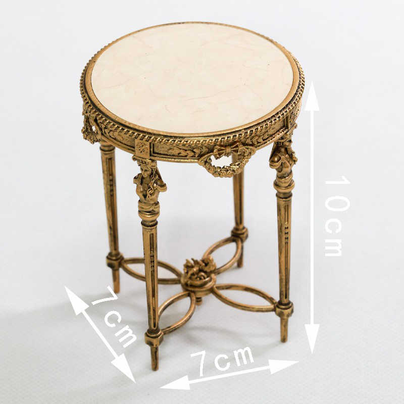 Miniature Augustus Side Table DIY Kit for BJD Dolls, 1:6 Scale Ornate Baroque Style Furniture Assembly Kit with Marble Top