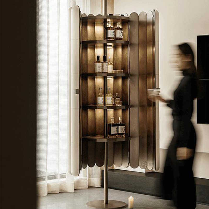 Luxury Stainless Steel Column Wine Cabinet – Artistic High-End Designer Wine Storage for Villa or Mansion