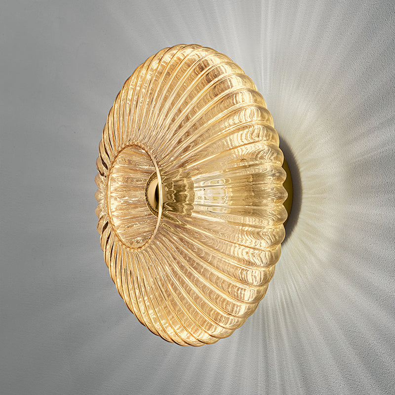 Designer Amber Wall Lamp, Modern Bedroom Bedside Sconce, Decor Accent Light with Shadow Pattern, Sample Room/Hotel
