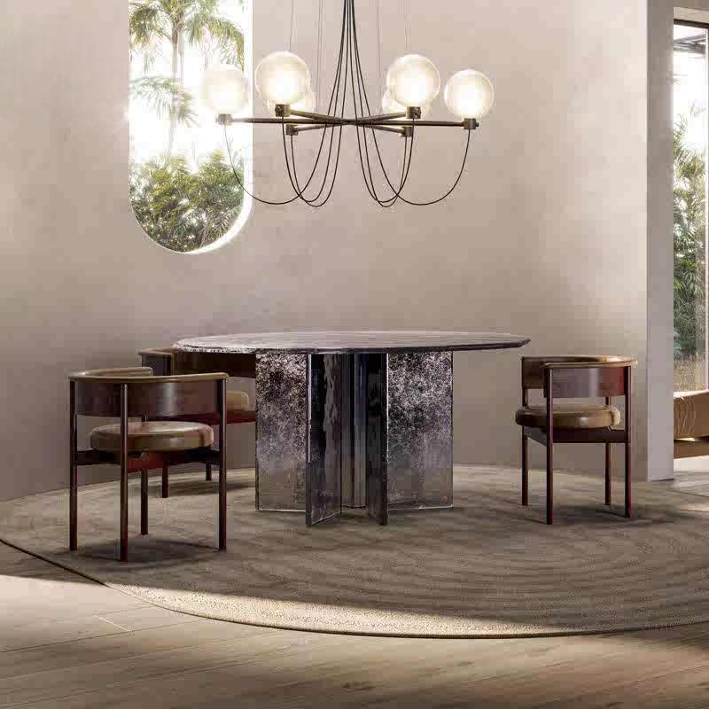 Modern Designer Ripple-Edge Gradient Acrylic Dining Table, Custom Luxury Round Artistic Water Texture Table for Living or Dining Room