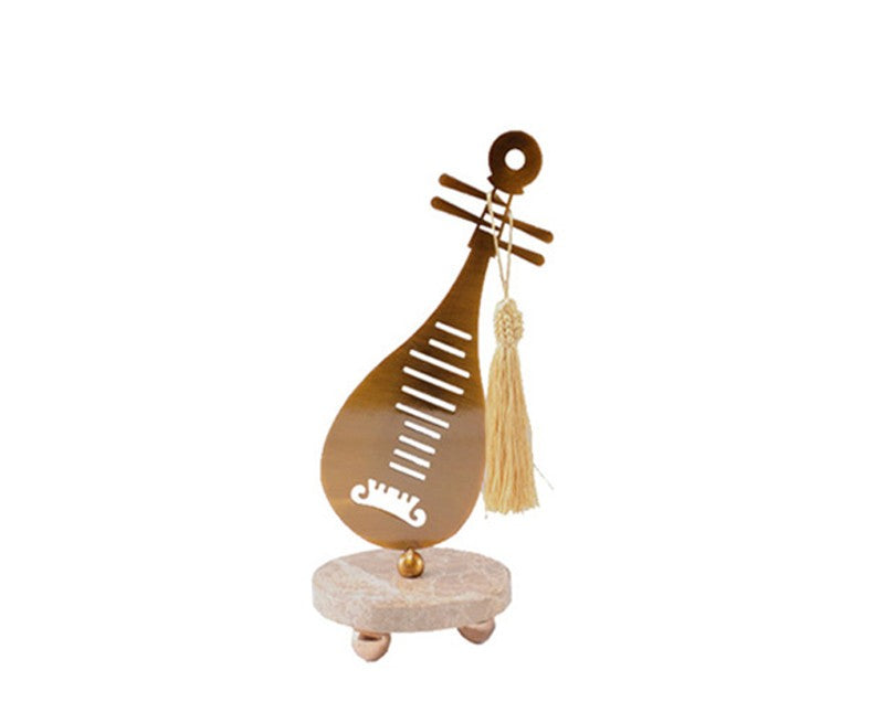 Modern Metal Pipa Sculpture Set – Abstract Luohan Instrument Decor for Entryway, Study, Office, or Living Room