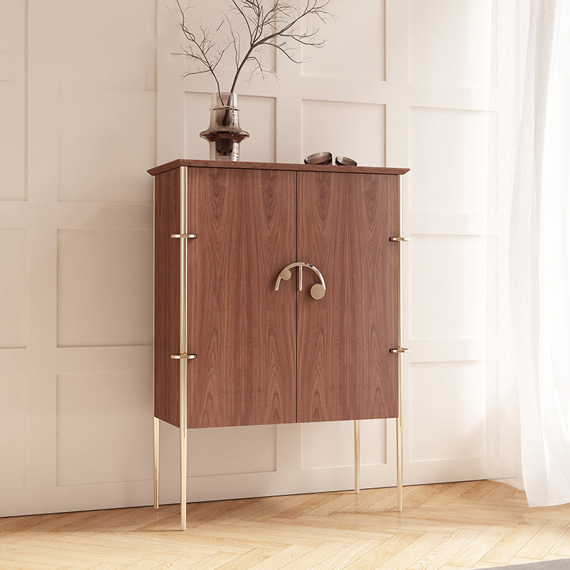Modern Luxury Solid Wood Wine Cabinet, Contemporary High-End Buffet Sideboard for Living Room & Dining Room