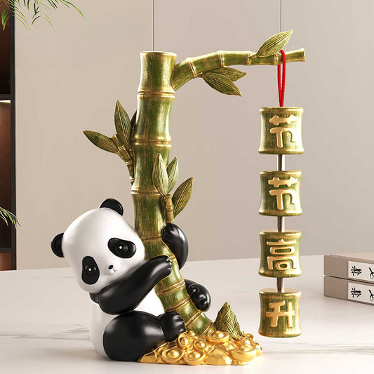 Graduation Panda Bamboo Desk Organizer, Inspirational Gift Pen Holder for Teachers, Students, Office & Study Table