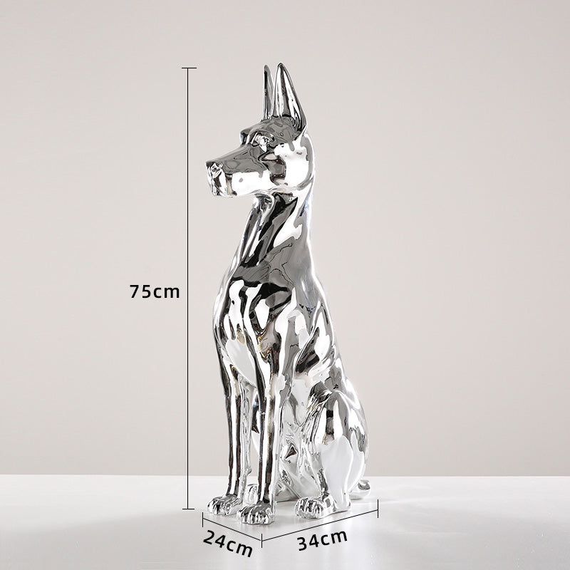 Large Chrome Bulldog Sculpture, Modern Minimalist Decor – Luxury Metallic Dog Statue for TV Stand, Living Room, Entryway Floor Display
