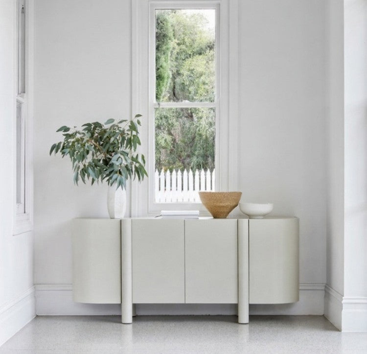Modern Minimalist White Solid Wood Sideboard Cabinet, Luxury Storage Console for Living Room Entryway, Buffet Shoe Cabinet