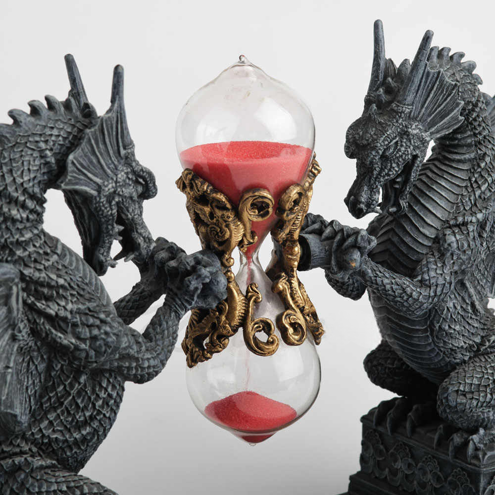 Double Dragon Hourglass – Gothic Fantasy Sand Timer Figurine, Birthday Gift Desk Ornament, Premium Home Decor