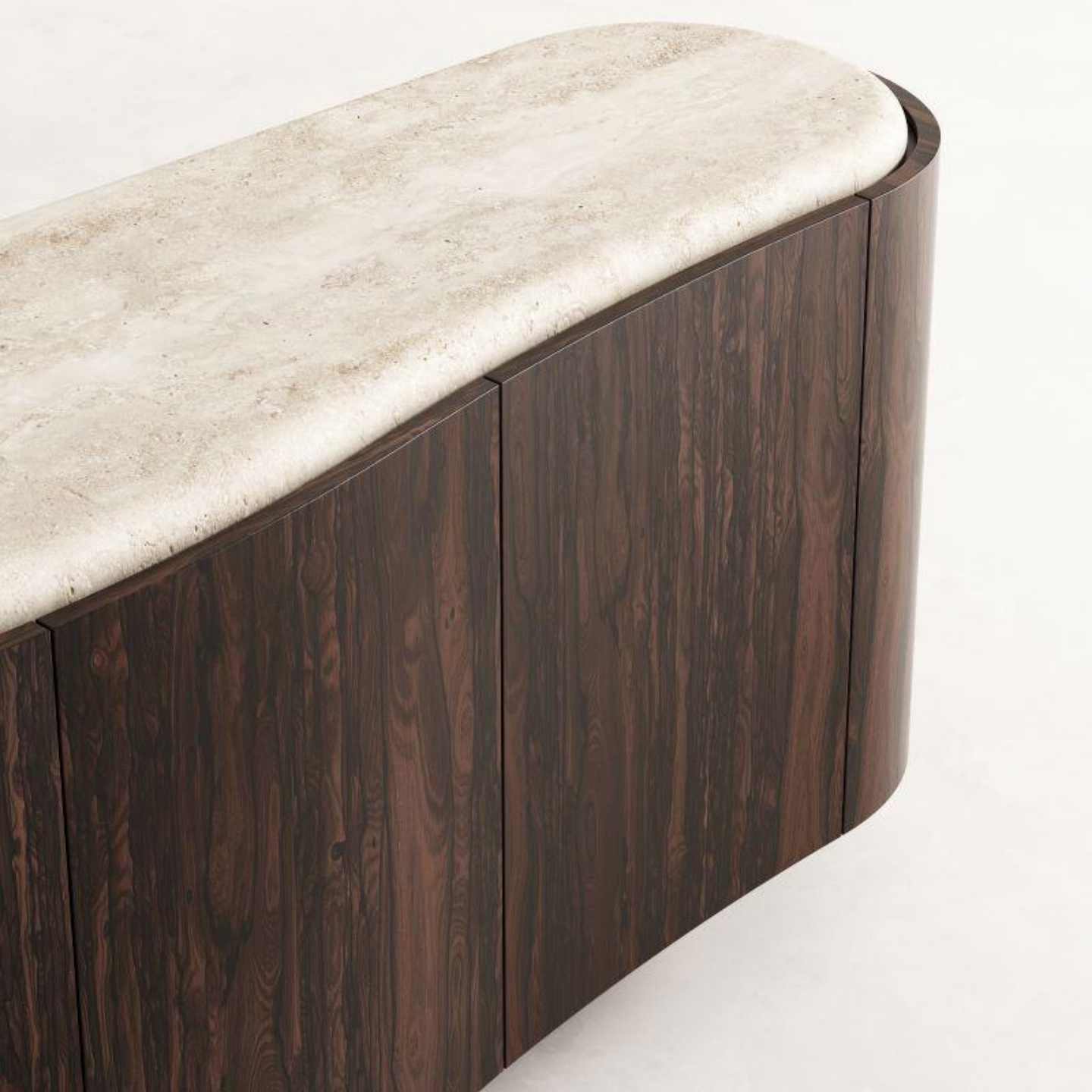 Vintage Solid Wood Buffet – Modern Luxury Sideboard with Marble Top, Minimalist Home Dining Cabinet
