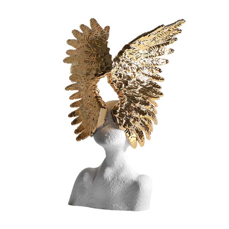 Modern Angel Wing Resin Sculpture | Light Luxury Decorative Bust for Entryway, Living Room, and Sales Center