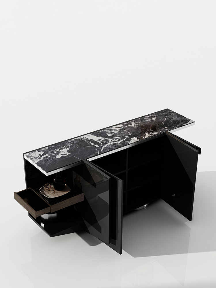 Luxury Modern Minimalist Marble Sideboard – Entrance Console Buffet Cabinet for Villa, Foyer, Living Room Shoe Storage