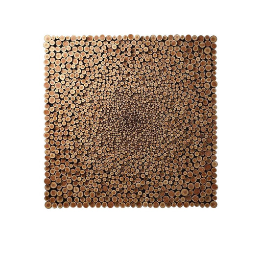 Wabi-Sabi Red Minimalist 3D Mosaic Wood Wall Art, Niche Solid Wood Decorative Relief Panel