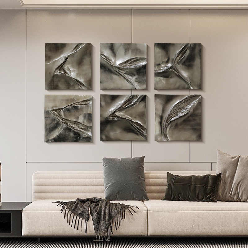 Modern Minimalist Abstract 3D Relief Wall Art, Premium Gray Hand-Painted Frameless Decorative Panel, Living Room, Entryway, Dining Room