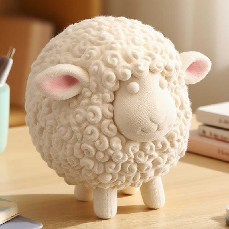Cute Fluffy Sheep Desktop Ornament, Modern Cream-Style Table Decor for Living Room, TV Cabinet, Entryway, and Home Office