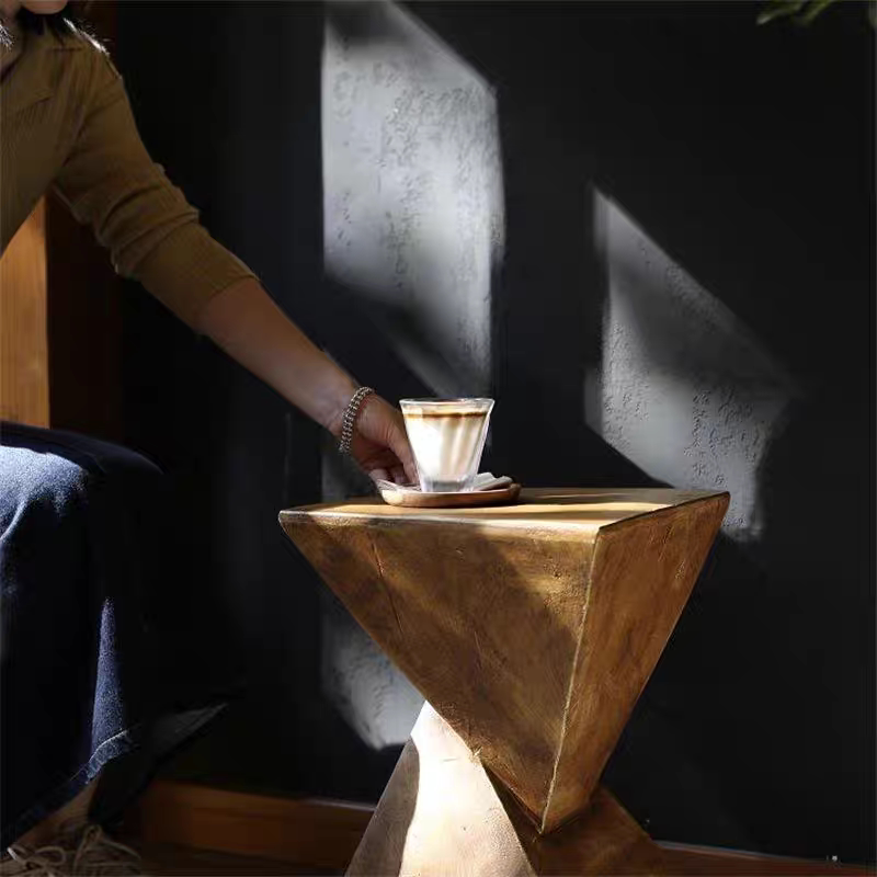Modern Twisted Hourglass Side Table – Solid Wood Geometric End Table, Scandinavian Minimalist Accent Table, Sculptural Coffee Table for Living Room, Bedroom, Office