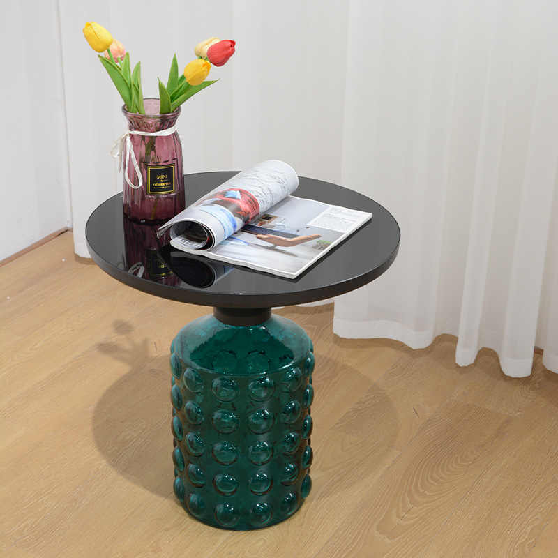 Nordic Designer Glass Side Table – Colorful Bell-Shaped Accent Table, Modern Minimalist Small Apartment Living Room Luxury