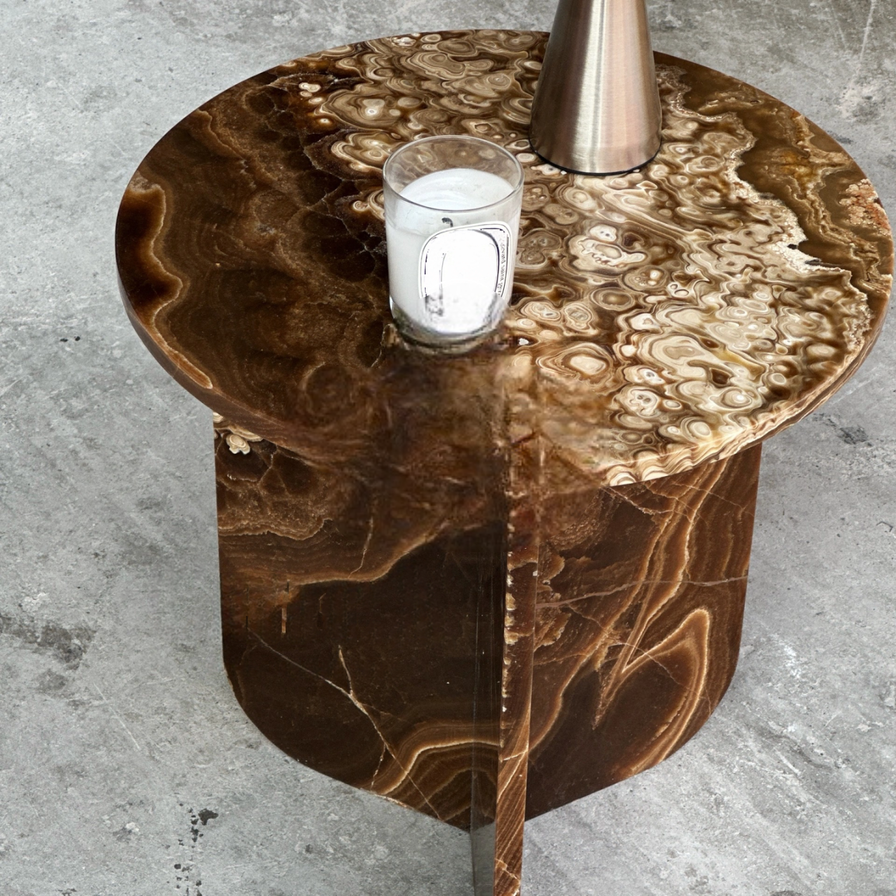 Vintage Creative Solid Marble Side Table – Custom Designer Pedestal Accent Table, Villa & Hotel Luxury