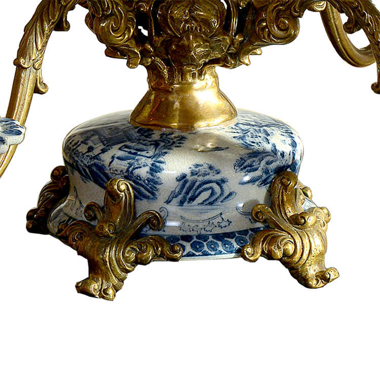 Multi-Tier Porcelain and Brass Fruit Bowl Centerpiece – Luxury Decorative Multi-Dish Stand for Living Room, Villa, Buffet, and Holiday Display