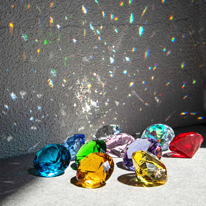 4cm Colored Crystal Glass Diamond Set – Children's Toy Gems & Photography Props, Display Case Decorations