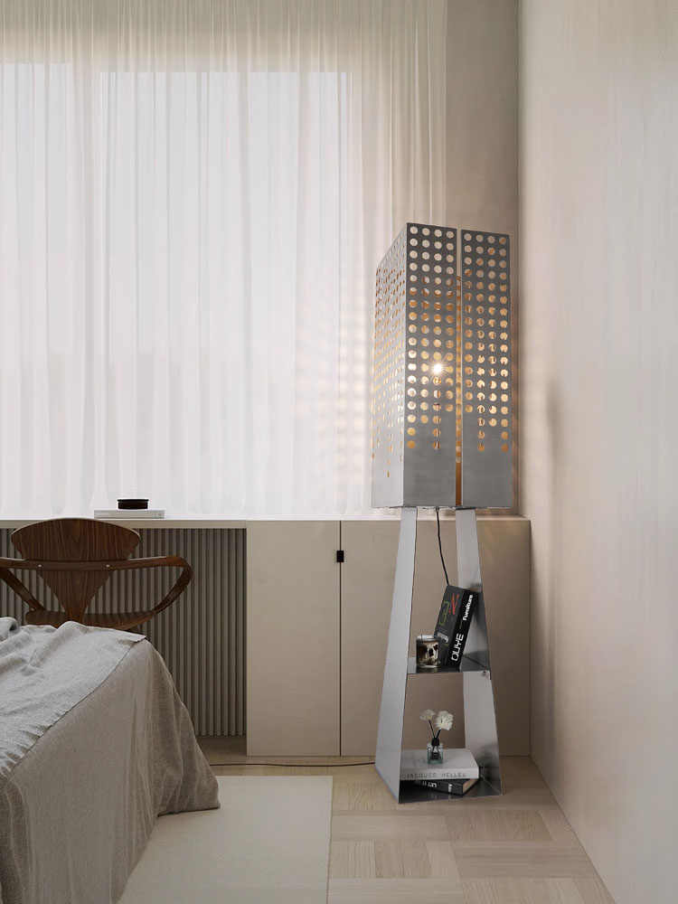 Designer Bookshelf Floor Lamp, Modern Stainless Steel Light & Shadow Column for Living Room/Study/Bedroom