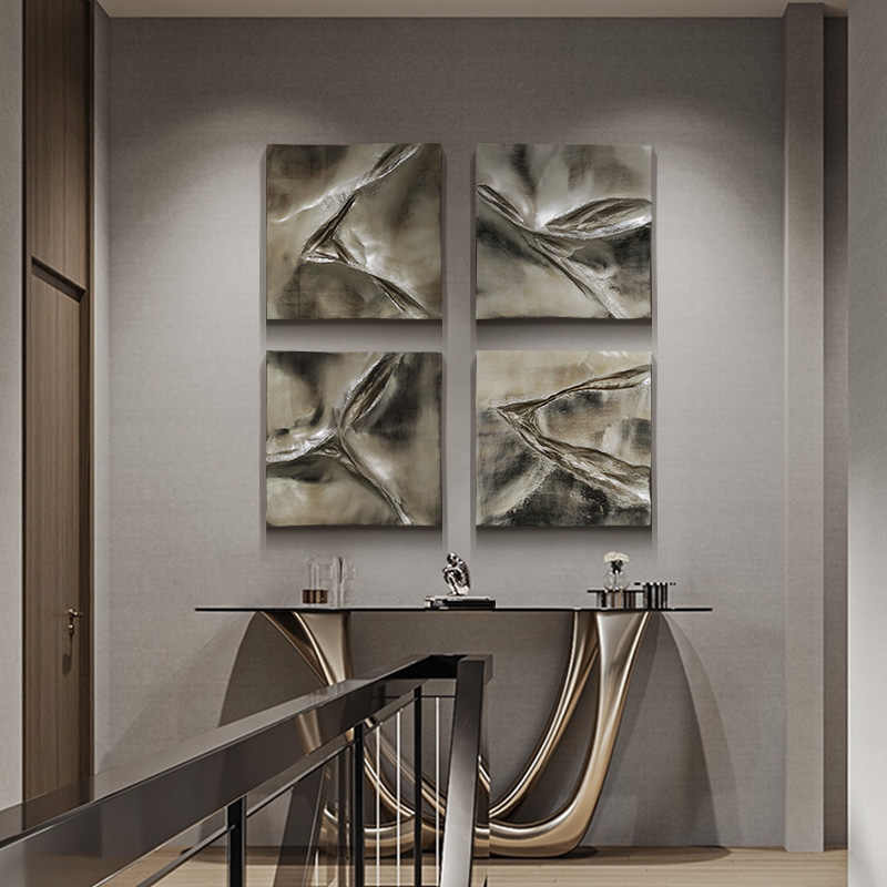 Modern Minimalist Abstract 3D Relief Wall Art, Premium Gray Hand-Painted Frameless Decorative Panel, Living Room, Entryway, Dining Room