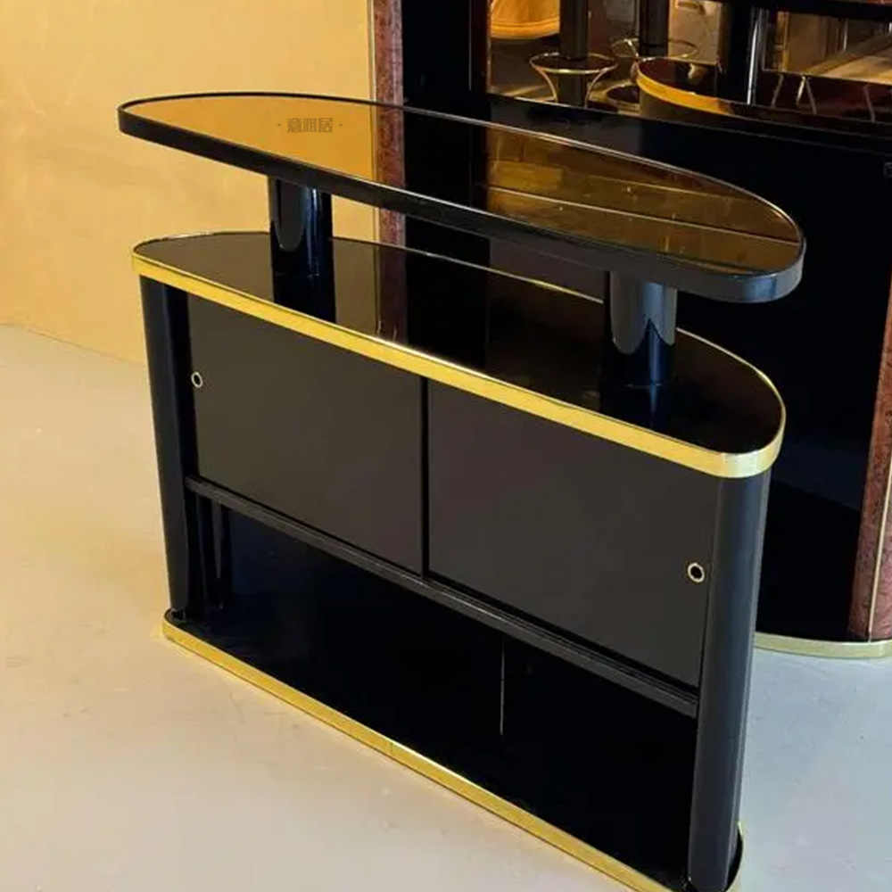 Designer Bar Cabinet Set with Stools – Luxury Art Deco Style Wine Display Unit, Premium Home Bar Furniture System for Living Rooms and Entertainment