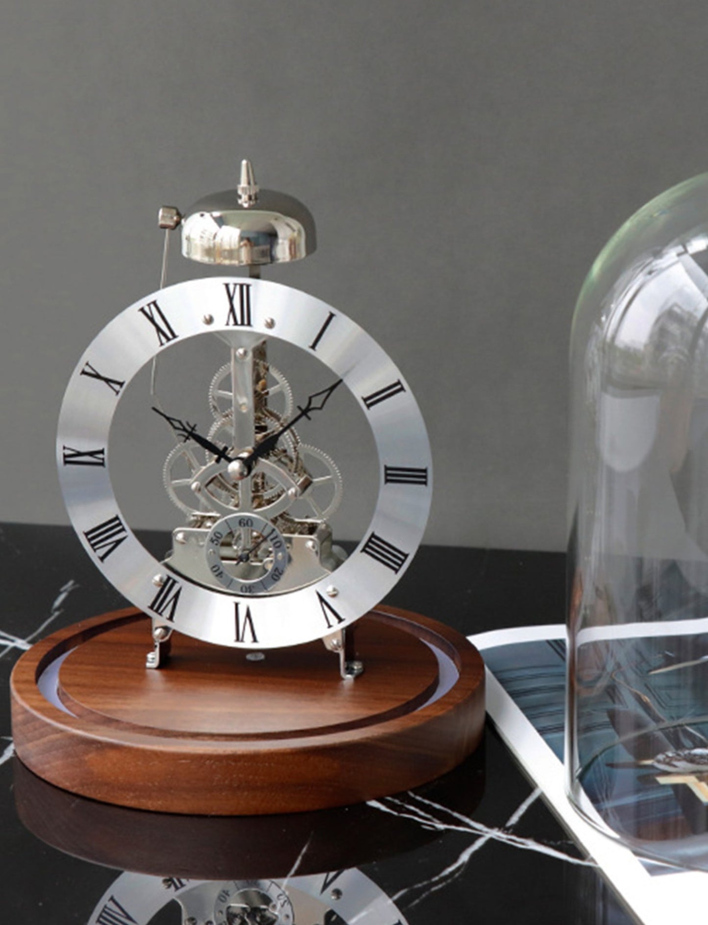 Creative Voice-Control Decor Table Clock, Mechanical Luminous Hourly Chime Desktop Clock