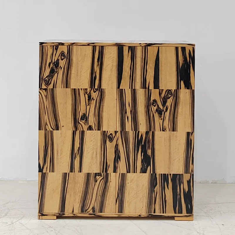 Mid-Century Vintage Patchwork Wood Sideboard, Designer Small Space Entryway Storage Cabinet, Retro Living Room Console