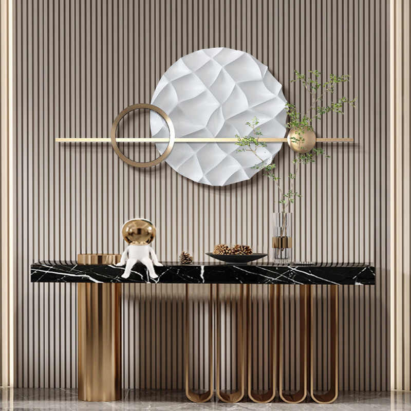 Modern Luxury 3D Abstract Metal Wall Sculpture, Large Minimalist Embossed Art for Living Room Sofa Background, Unframed Glossy Relief Panel