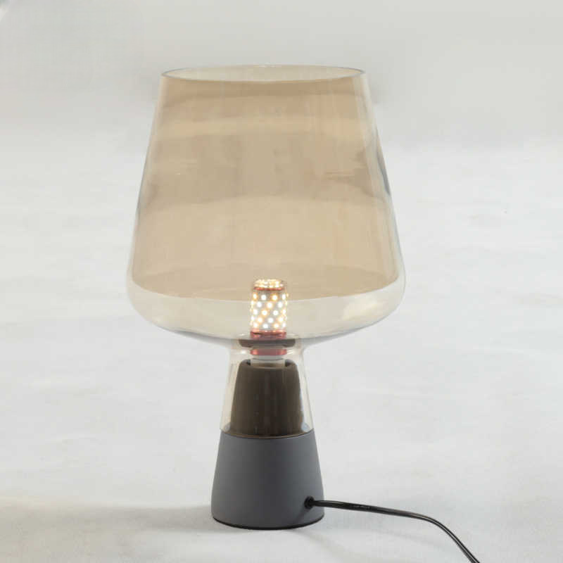 Table Lamp – Modern Glass Mushroom Bedside Light, Designer Wine Cup Style, Concrete Base