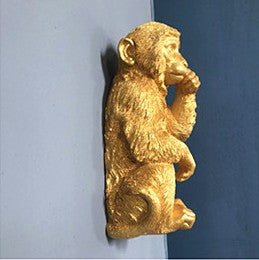 Gold Monkey Zodiac Animal Head Wall Decor, Sculpture for Entryway, Living Room, Bar, Indoor/Outdoor