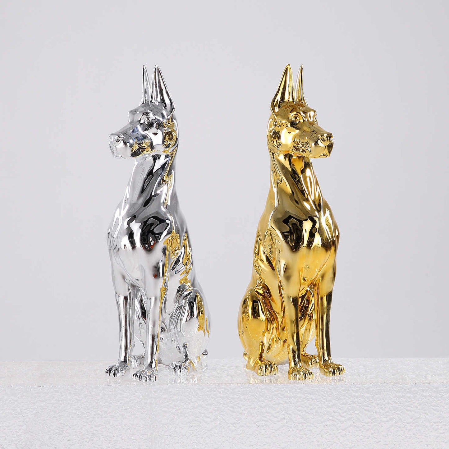 Large Chrome Bulldog Sculpture, Modern Minimalist Decor – Luxury Metallic Dog Statue for TV Stand, Living Room, Entryway Floor Display