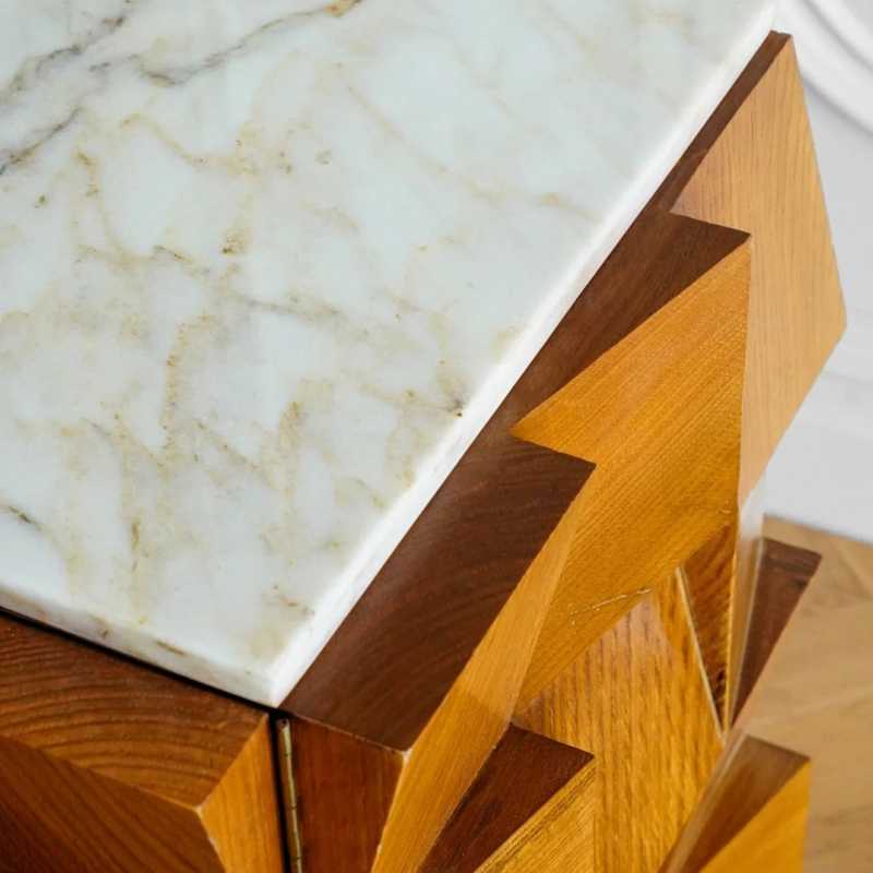 Retro Ripple Drawer Cabinet – Designer Modular Sideboard, Artistic Block Pattern Storage