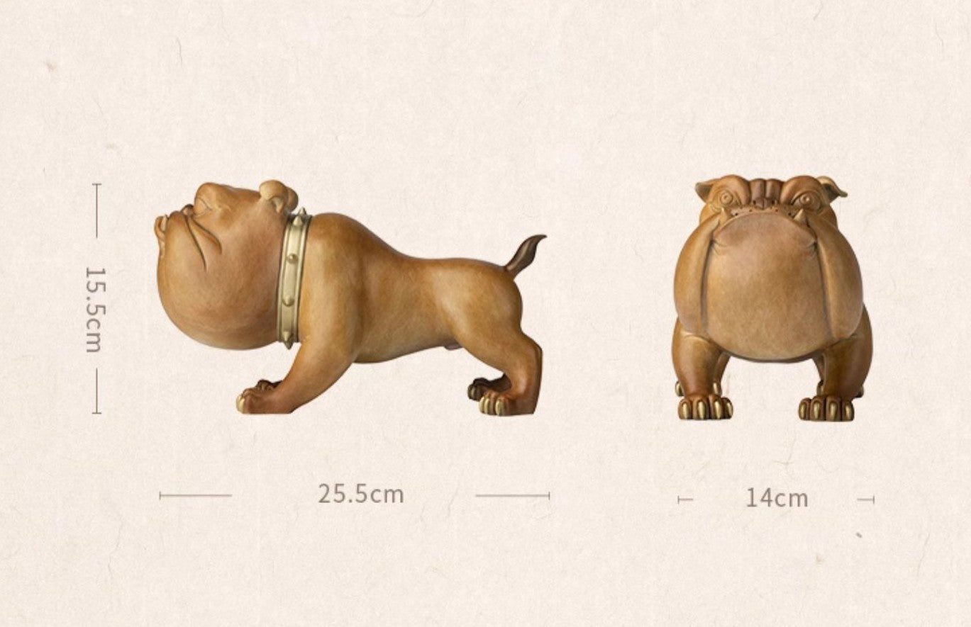 "Fierce Bulldog" Desktop Sculpture – Traditional Bronze Dog Figurine for Home Decor