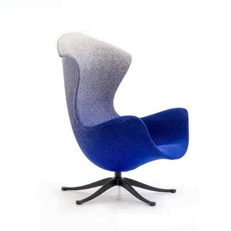 Gradient Color Lounge Chair – Modern Fiberglass Swivel Accent Chair, Blue Grey Red Ombre, Living Room Designer Armchair