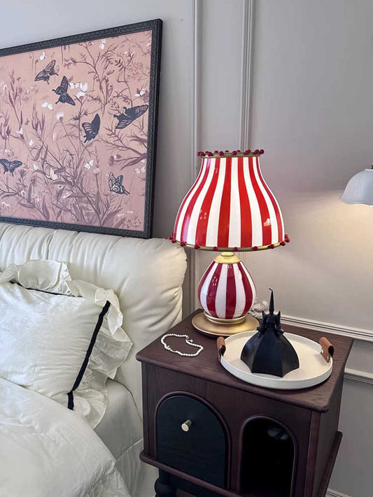 Circus Style Table Lamp, Vintage Designer Bedside & Living Room Accent Light