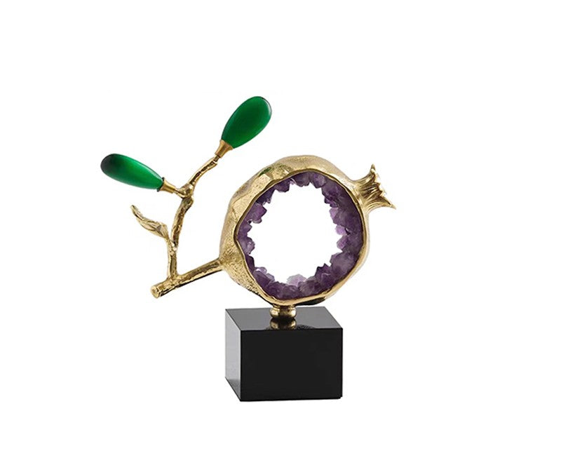 Luxury Amethyst Crystal Agate Deer Figurine Set – Gold Plated Decorative Statues for Living Room, Entryway, TV Cabinet, Housewarming Gift, Large & Small